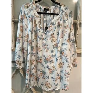 NWT Jones & Co size 2X floral popover blouse top